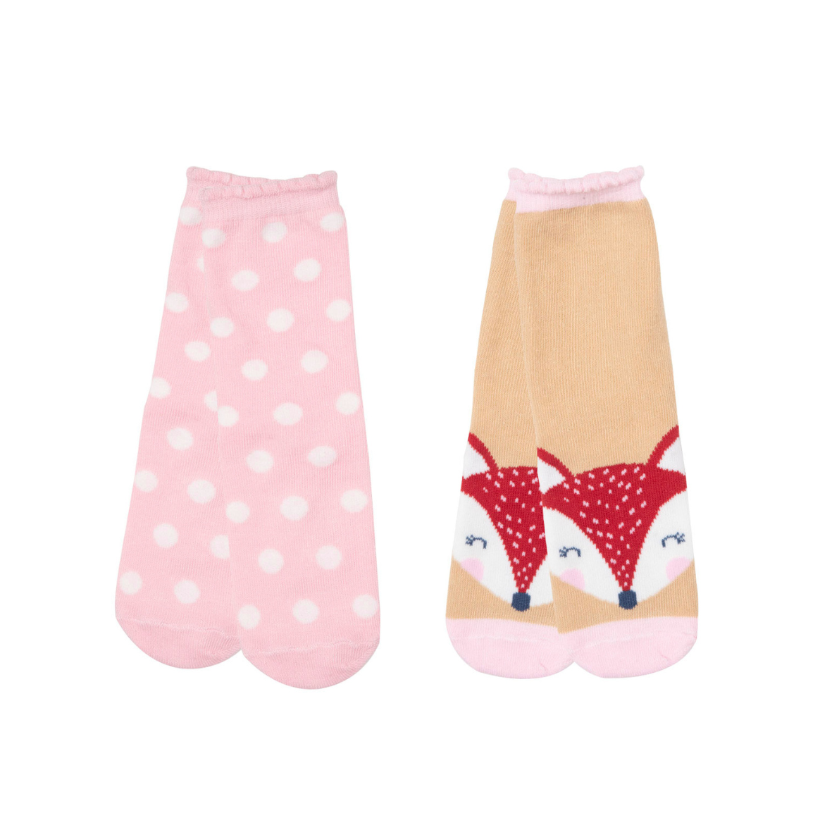 Toys Center Baby calze antiscivolo bimba rosa 2 paia pois volpe
