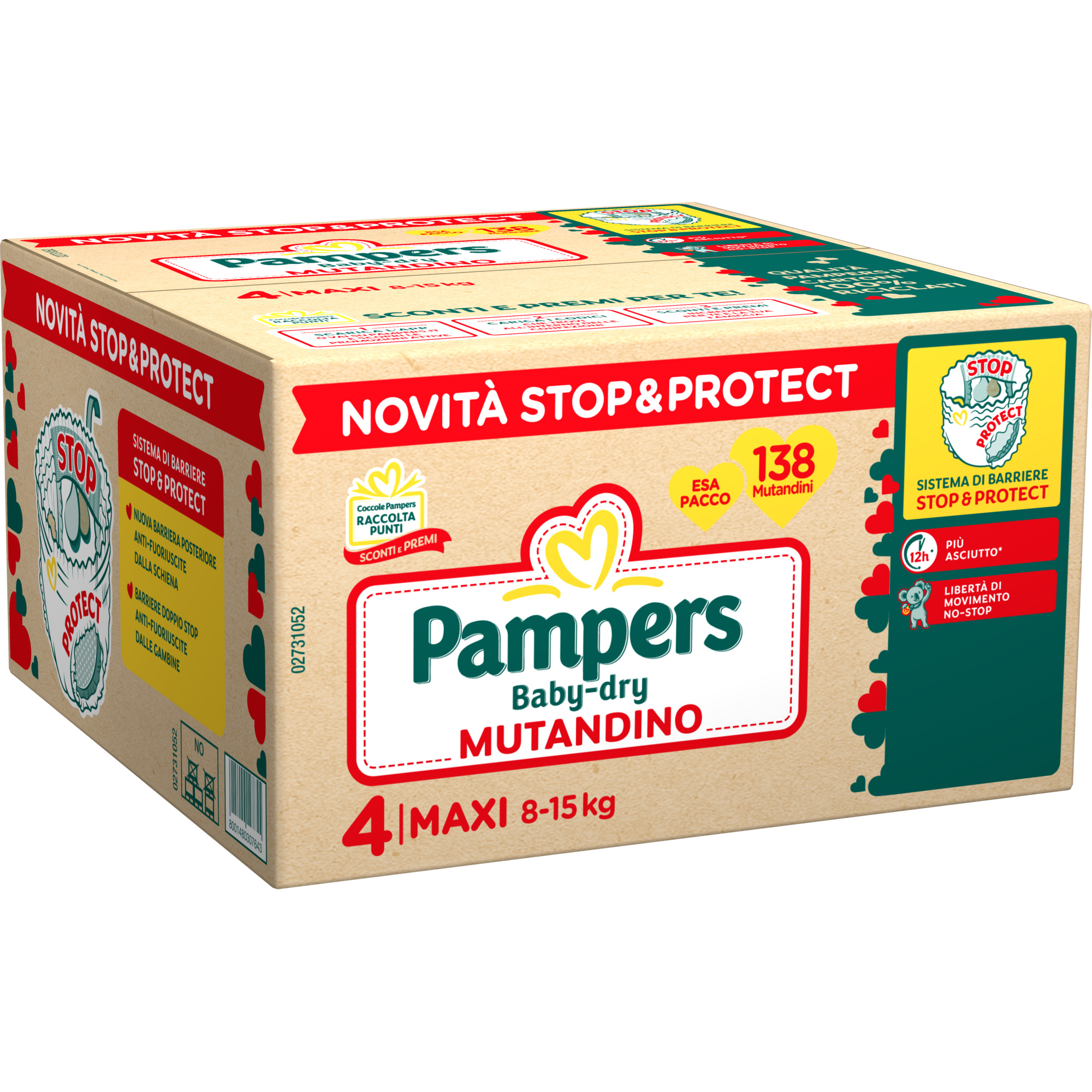 Pampers Baby-Dry mutandino taglia 4 pannolini 138 pezzi 12h