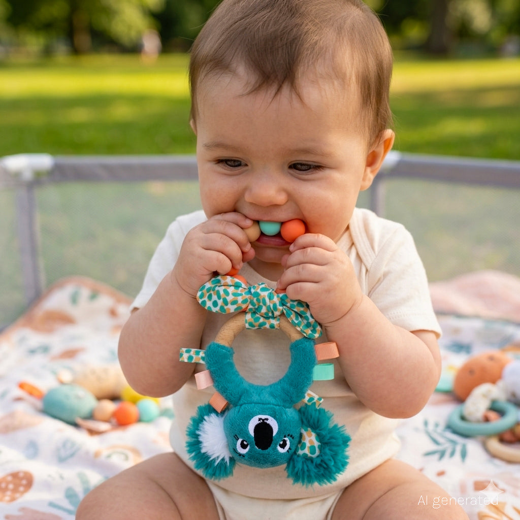Les Deglingos Berlingos il Koala anello dentizione azzurro silicone