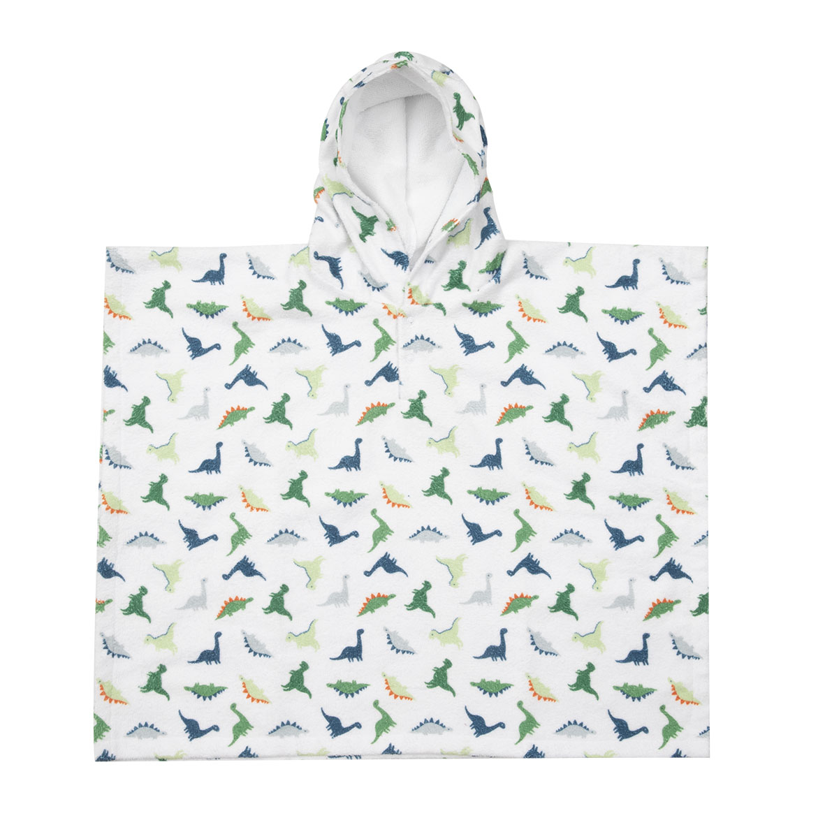 Poncho spugna bimbo bianco dino con cappuccio assorbente