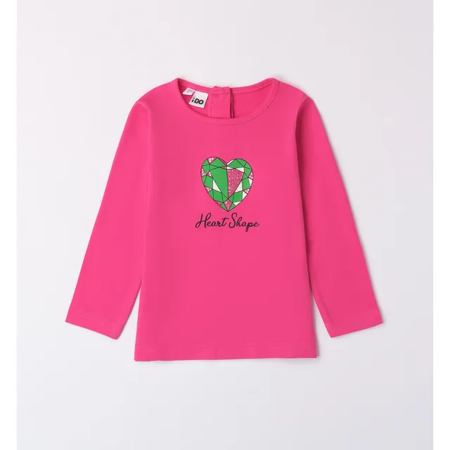 iDO Girocollo Cuore maglietta manica lunga fuxia cotone