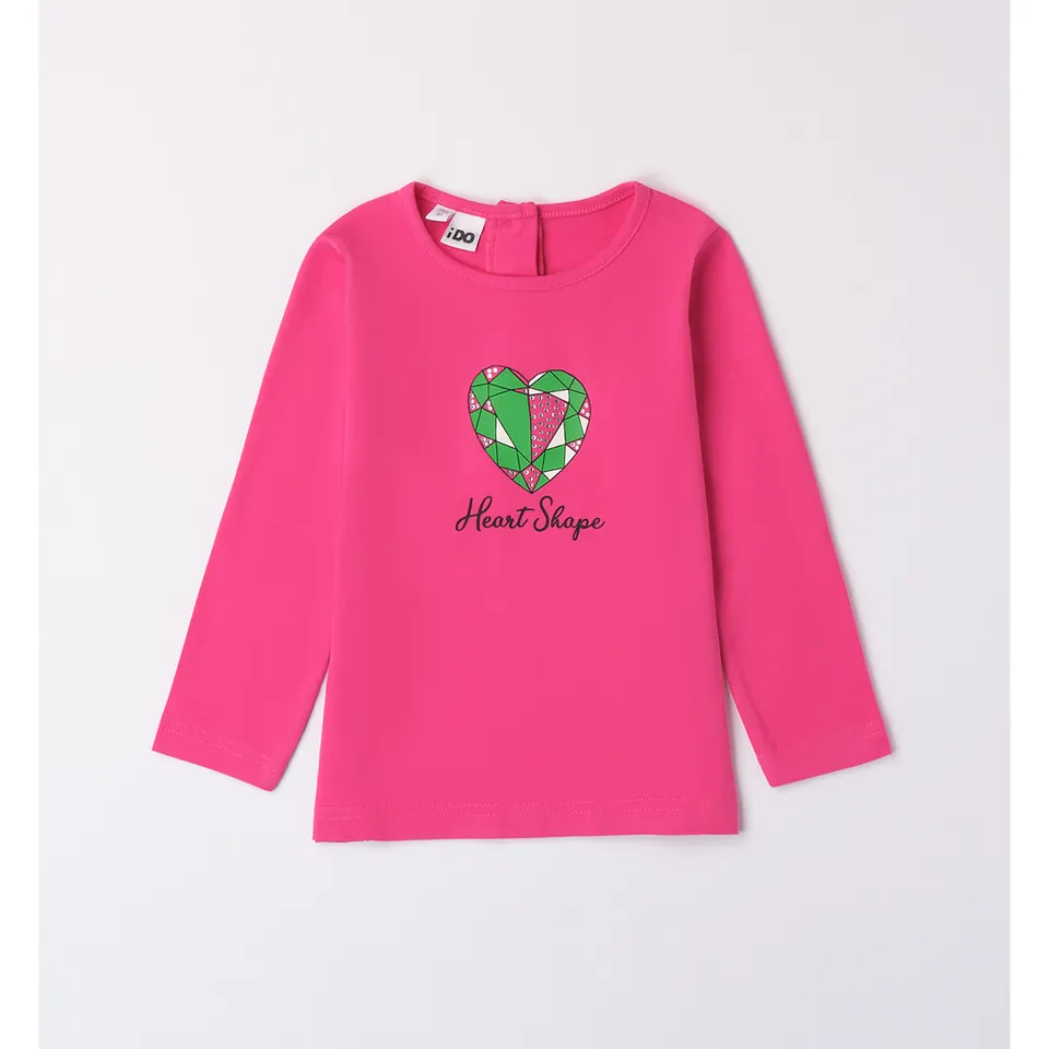 iDO Girocollo Cuore maglietta manica lunga fuxia cotone
