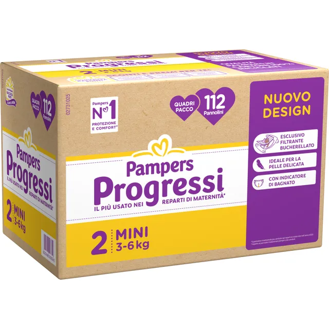 Pampers Progressi Quadri pannolini taglia 2 112 pz