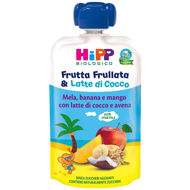 Purea frutta mela banana mango cocco avena 90g bio