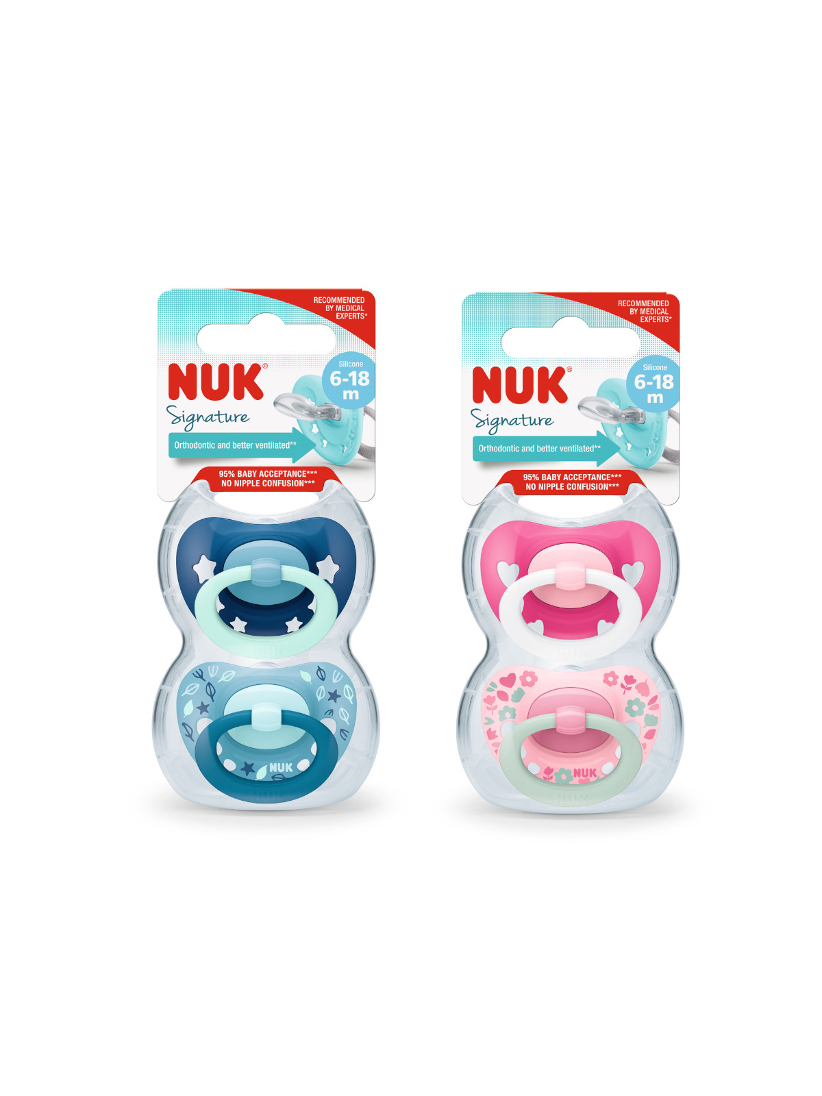 NUK Signature Succhietto Silicone 6-18 Mesi 2 pz
