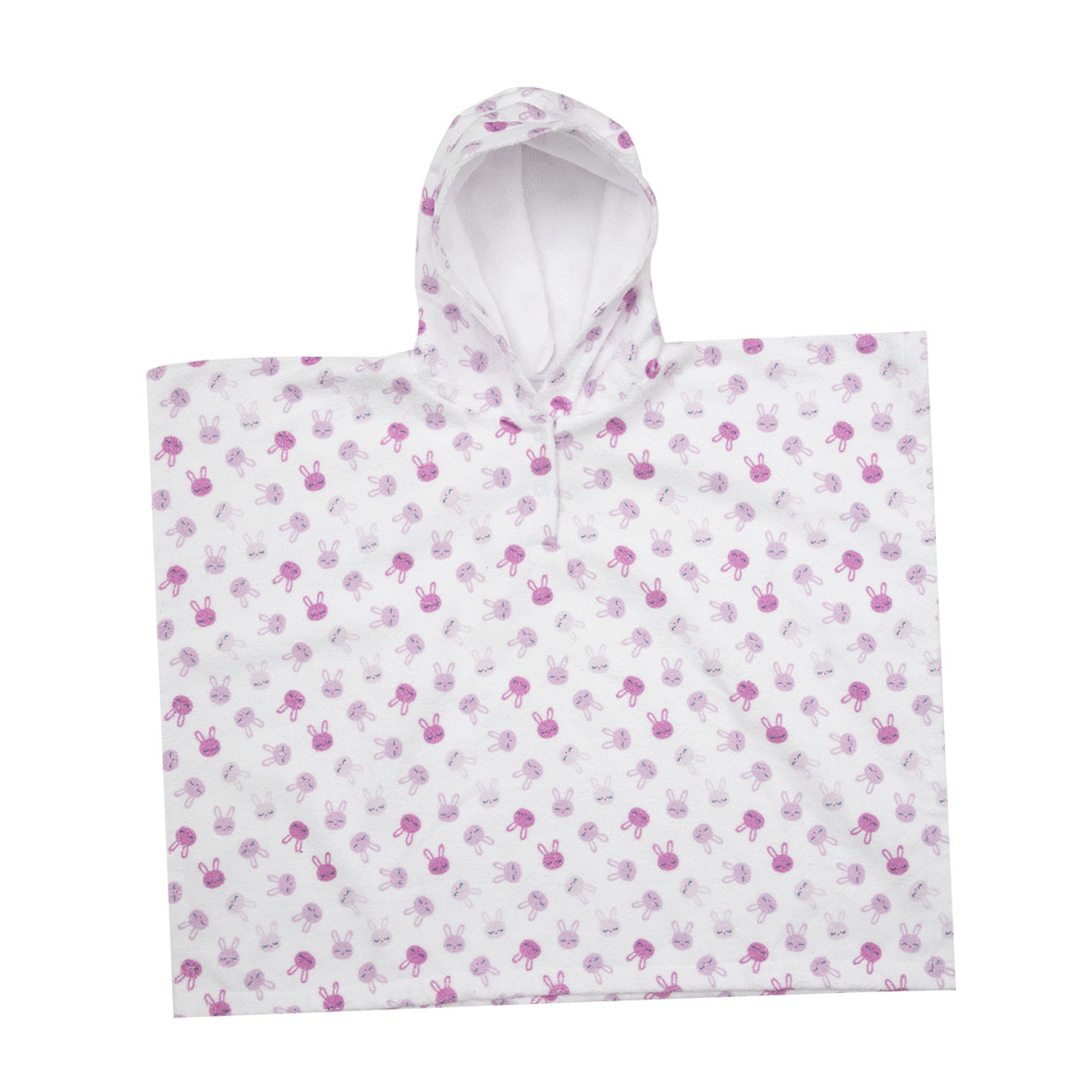 Poncho spugna bimba bianco coniglietti con cappuccio