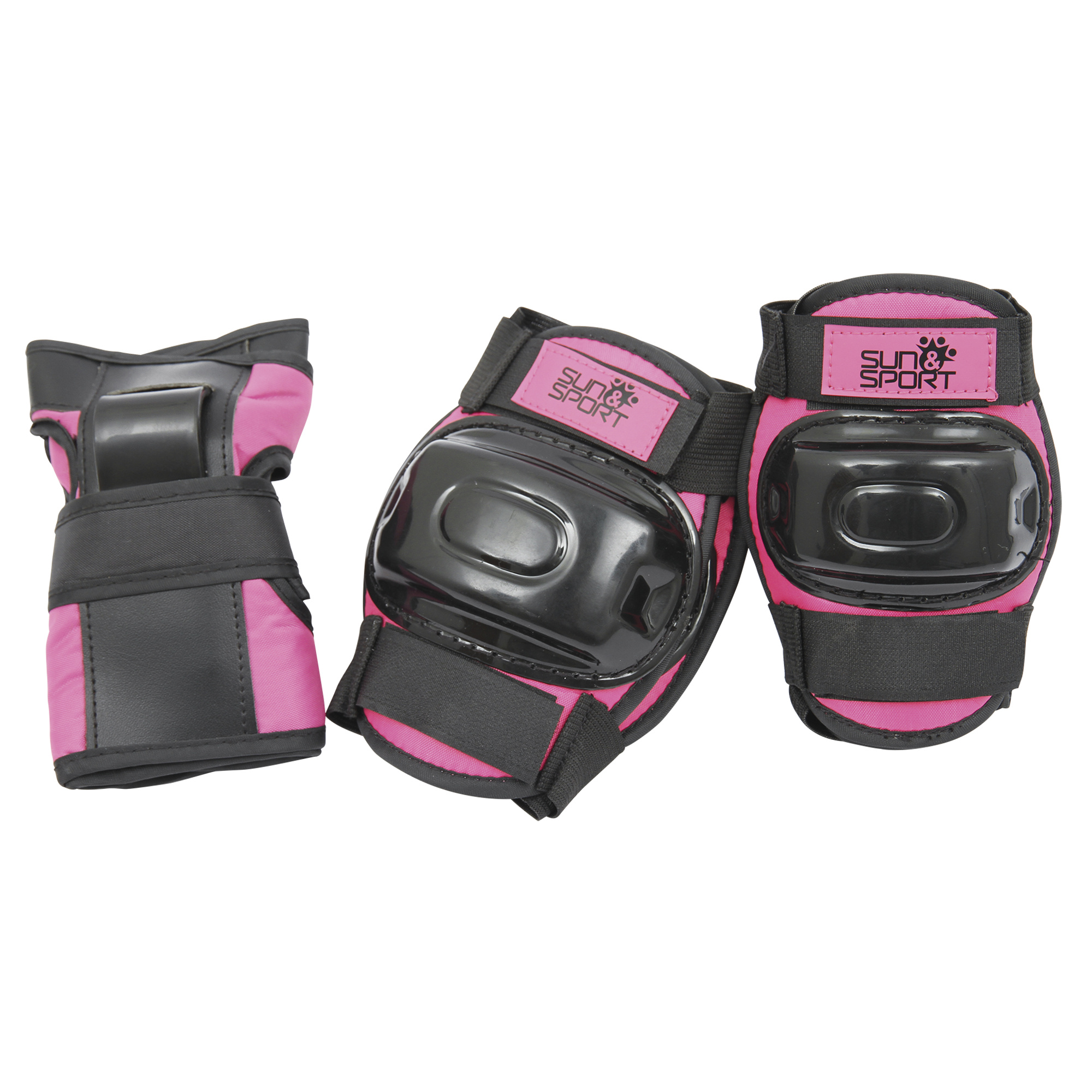 Sun & Sport set protezioni bici e monopattino rosa polsi gomiti ginocchia