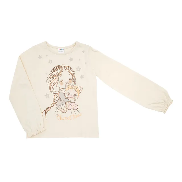 Toys Center Baby t-shirt bambina manica lunga panna stampata