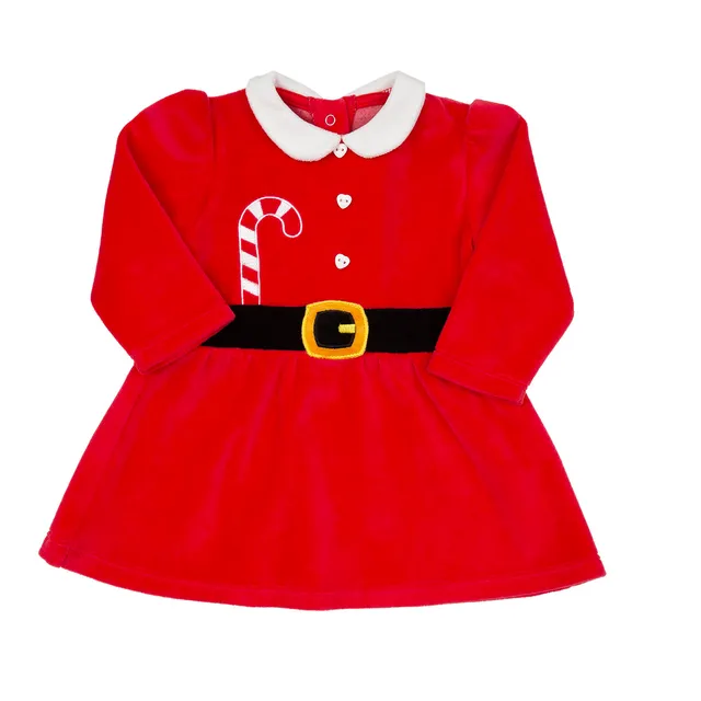 Mawi abito ciniglia Babbo Natale rosso neonata