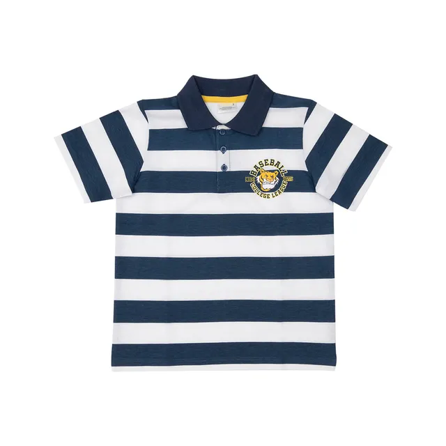 Tiger Polo Piquet Bimbo Polo Bianca Righe Blu