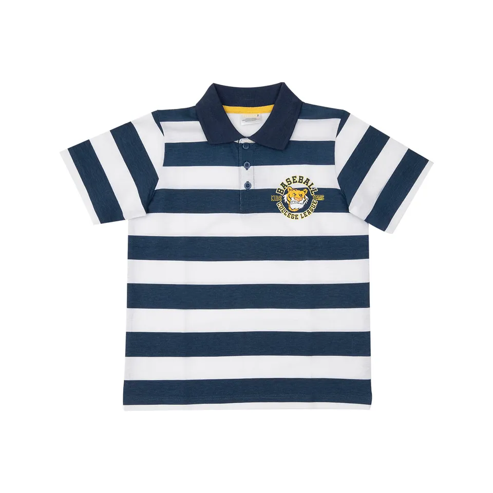 Tiger Polo Piquet Bimbo Polo Bianca Righe Blu