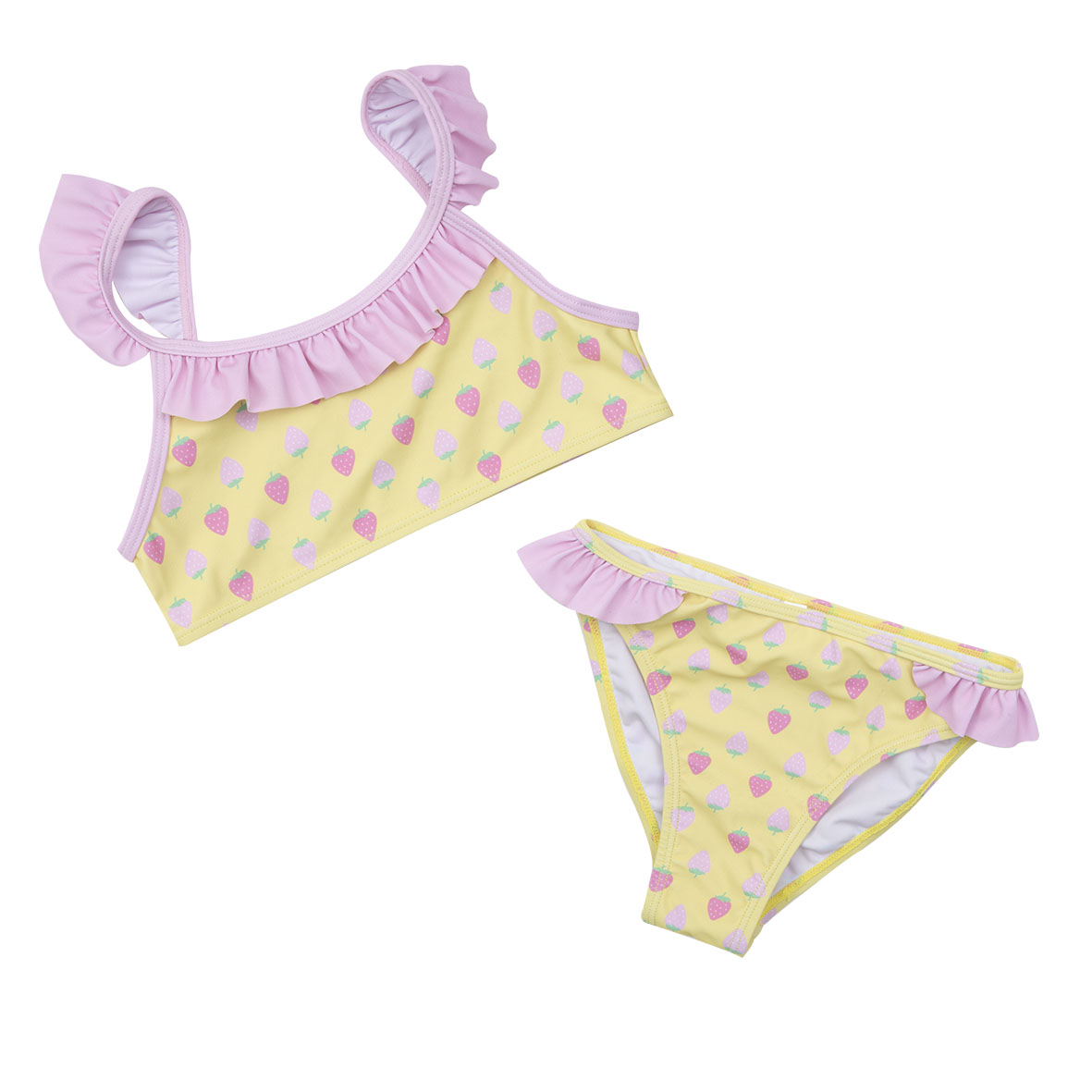 Costume Bimba Due Pezzi Giallo Fragoline con Frill