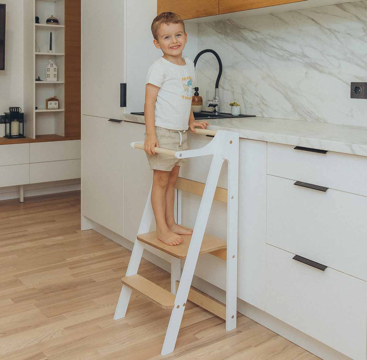 The Dida Torre Apprendimento Montessori Pieghevole Bianca