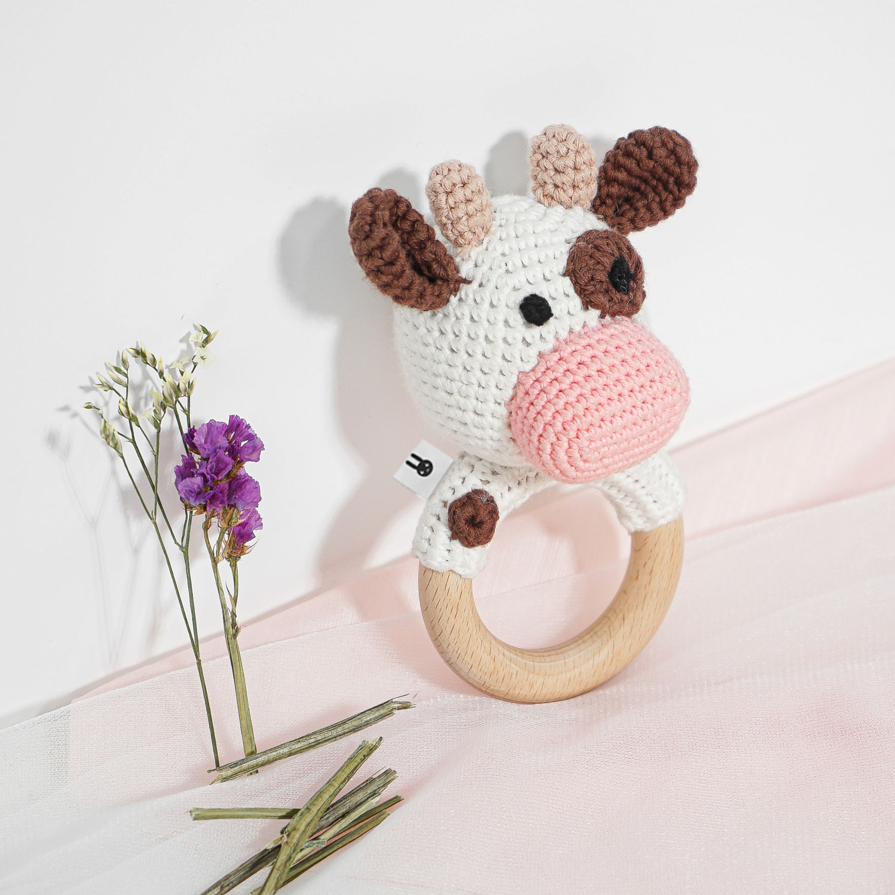 Piccoli Toys Adriana sonaglio uncinetto mucca cotone
