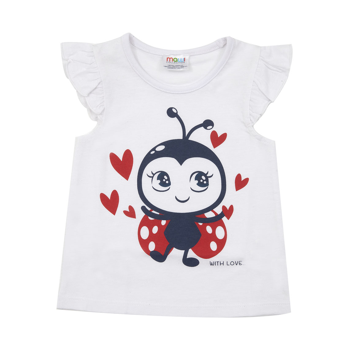 Toys Center Baby Coccinella e Cuoricini T-Shirt Bimba Bianca Jersey