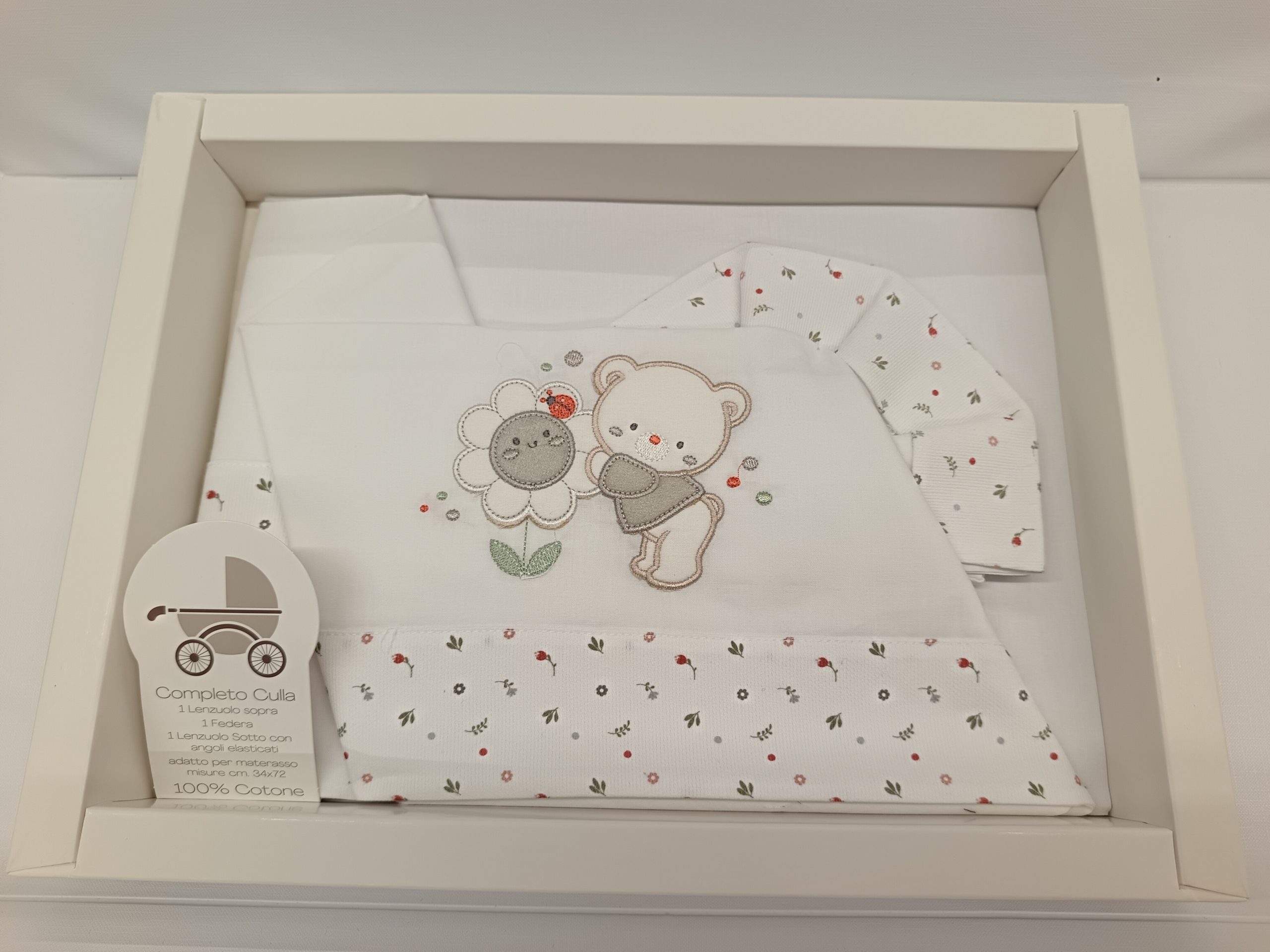 Set Lenzuoline Culla Cotone Orsetto 3 Pezzi