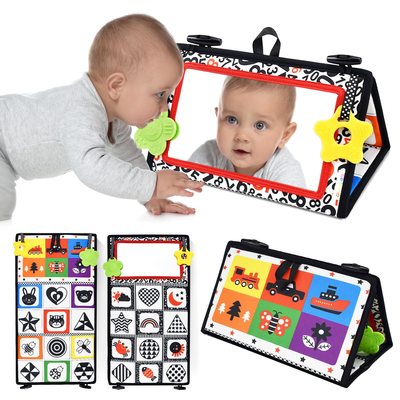 Dr.Rapeti Specchio da pavimento tummy time bianco e nero