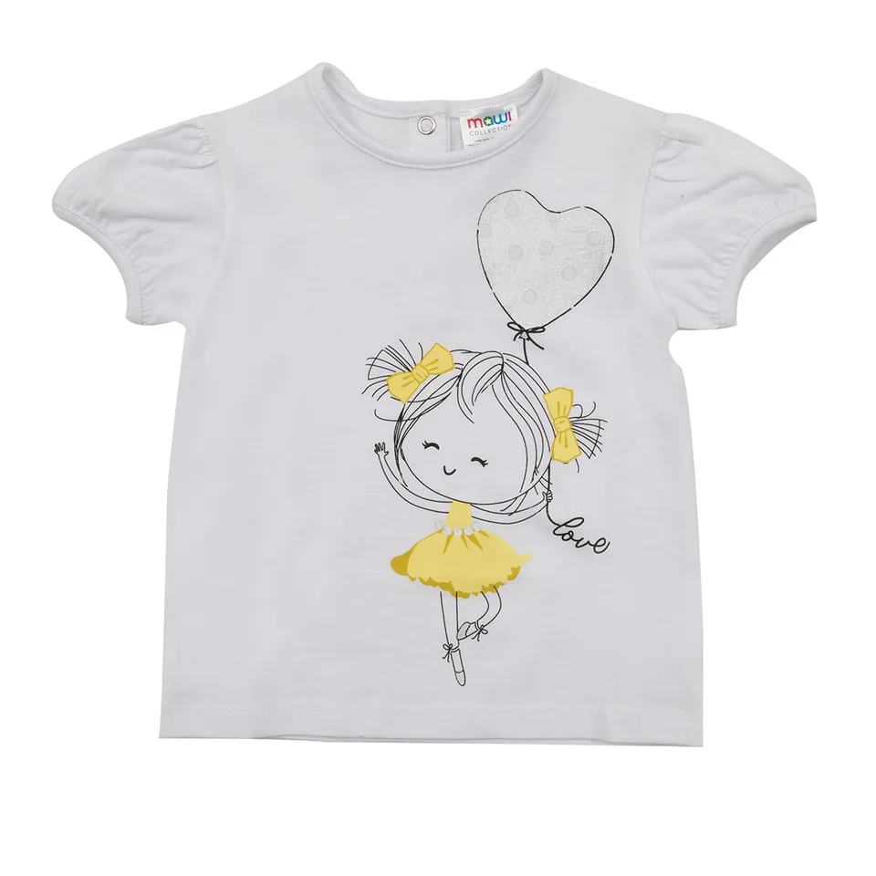 Toys Center Baby t-shirt jersey bimba bianca stampa palloncini