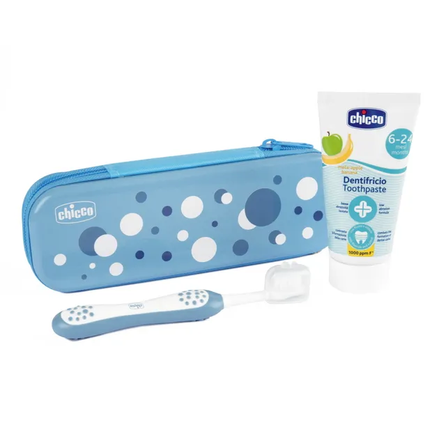 Chicco Primi Dentini Set Dentale 6M+ Azzurro Mela-Banana