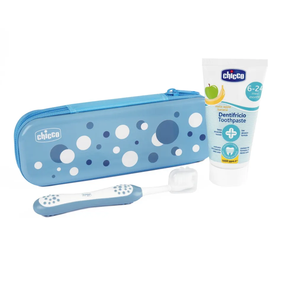 Chicco Primi Dentini Set Dentale 6M+ Azzurro Mela-Banana
