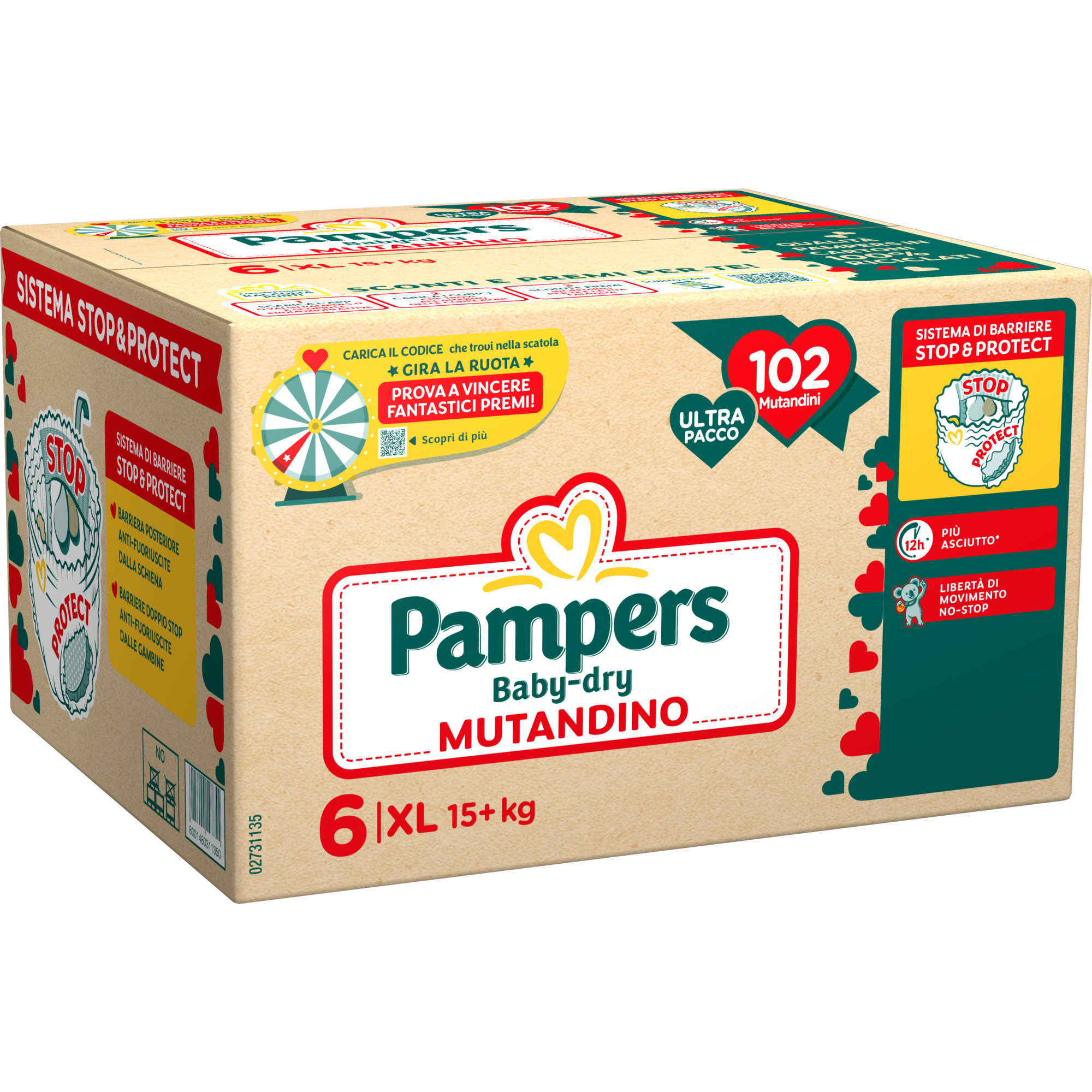 Pampers Baby Dry Mutandina pannolini taglia 6 102 pz