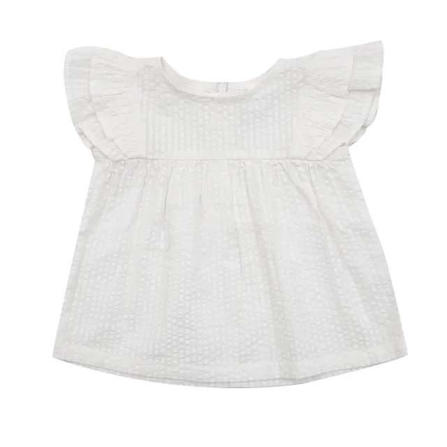 Camicetta bimba giromanica bianca con frill