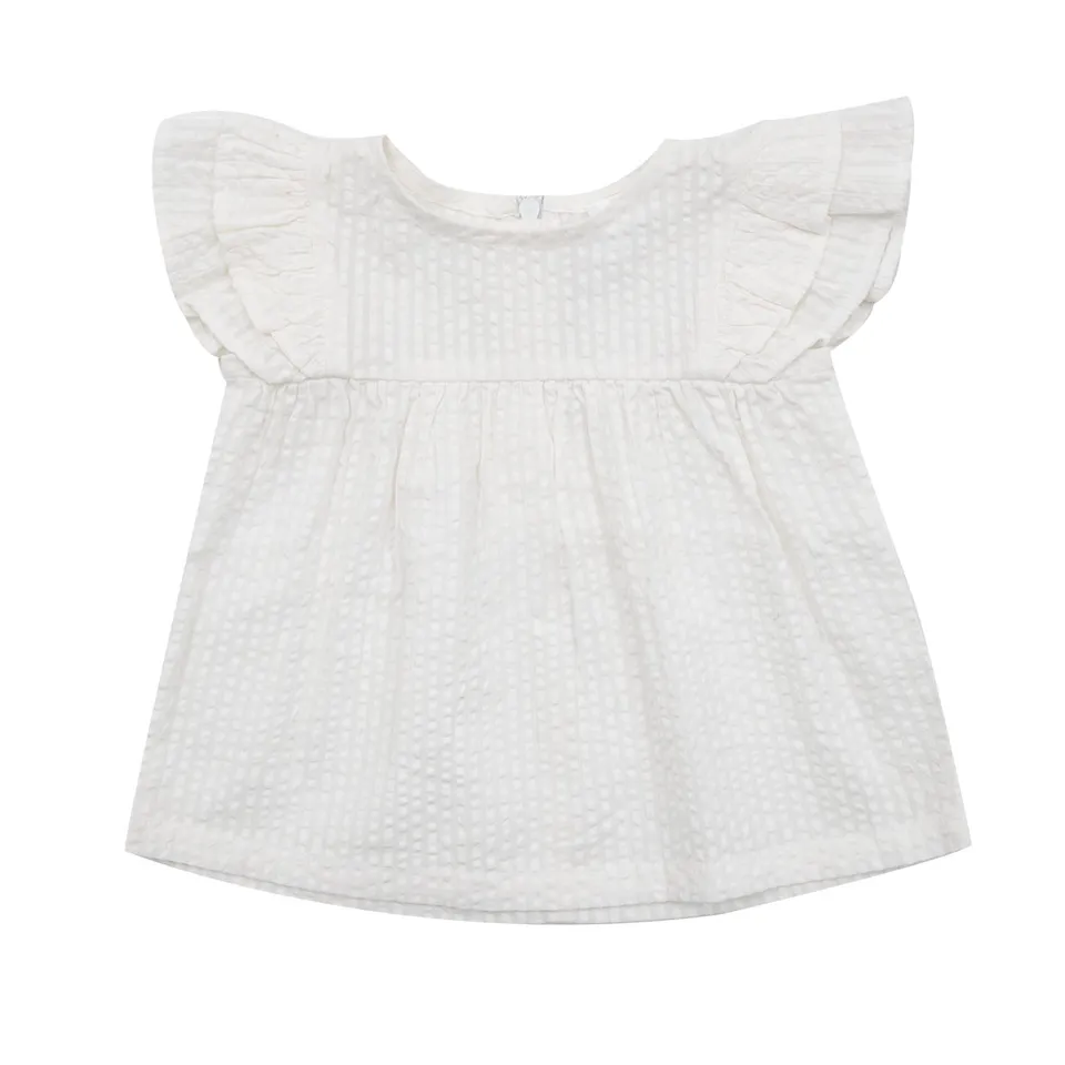 Camicetta bimba giromanica bianca con frill