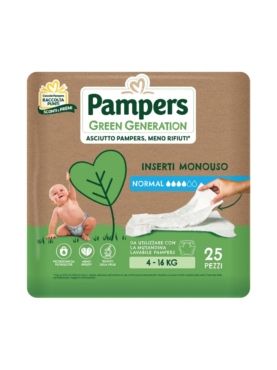 Pampers Green Generation inserti normal x25 pannolini