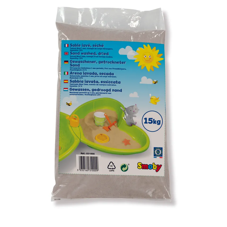 Smoby Sabbia per Sabbiera 15 kg Lavata e Seccata