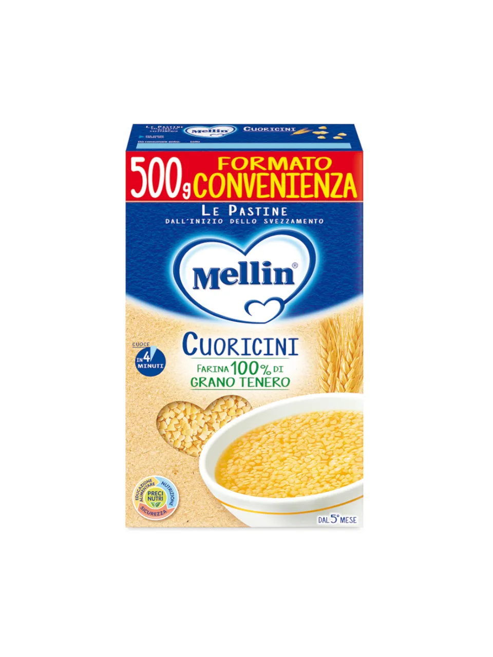 Mellin Pastina Cuoricini 500 g dal 5° mese