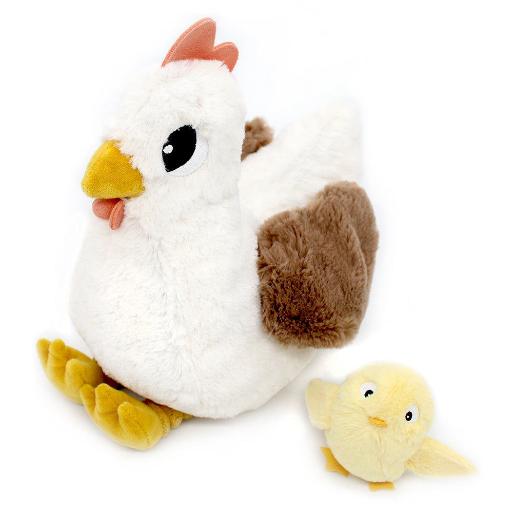 Les Deglingos Pioupiou peluche gallina bianca mamma e bebè