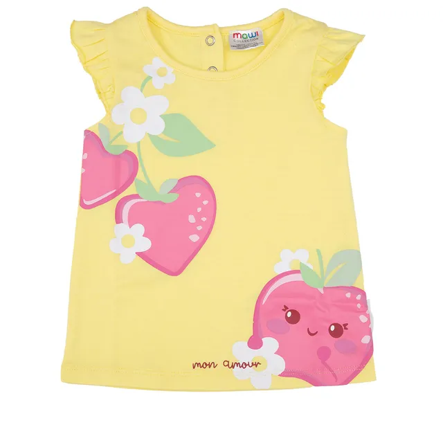 Toys Center Baby canottiera jersey bimba gialla fragole frill