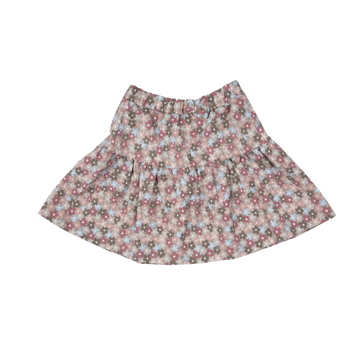 Mawi gonna felpa bambina beige a fiori con balza