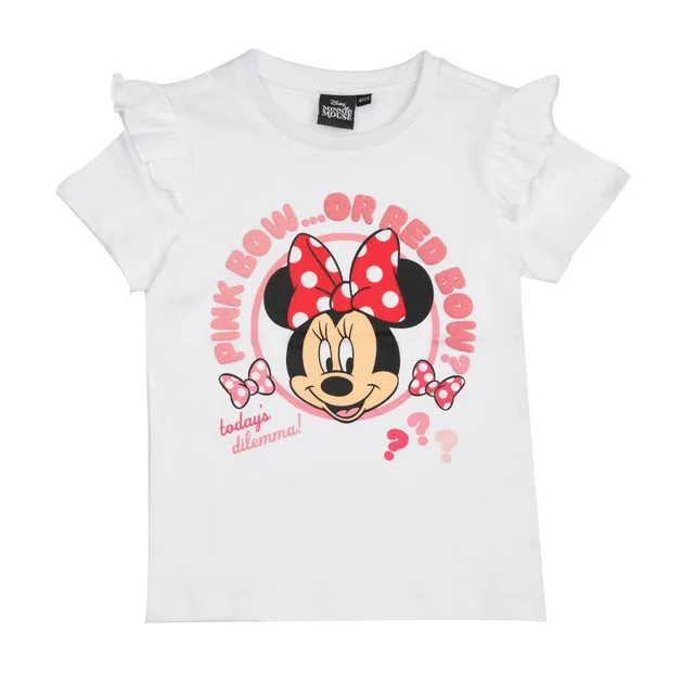 Minnie T-shirt bimba bianca con frill mezza manica
