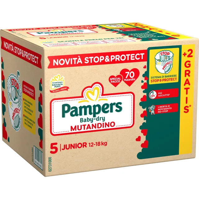 Pampers Baby Dry Mutandina Junior Taglia 5 12-18 Kg 72 Pezzi