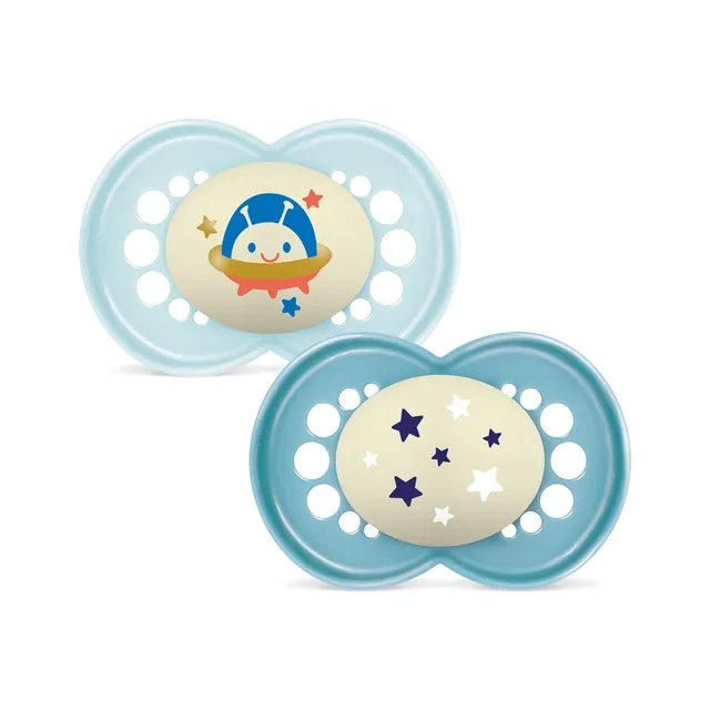 MAM Original Night succhietto 6-16 mesi azzurro set 2 pezzi caucciù
