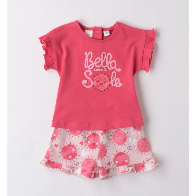 iDO Completo Neonata T-shirt e Short Cotone con Soli