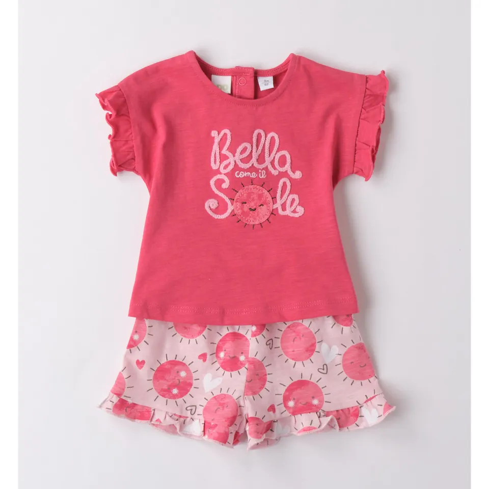 iDO Completo Neonata T-shirt e Short Cotone con Soli