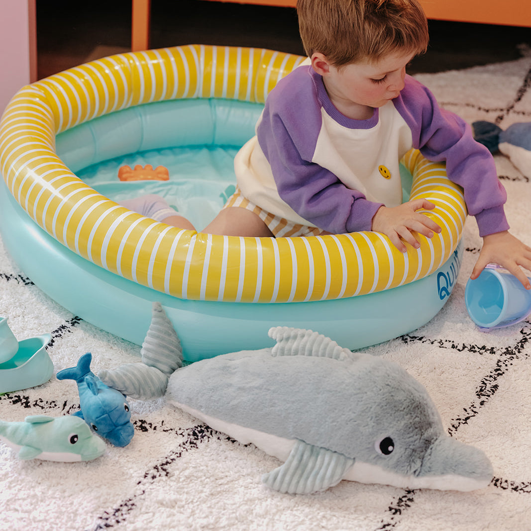 Les Deglingos Ptipotos Tofou peluche delfino verde menta