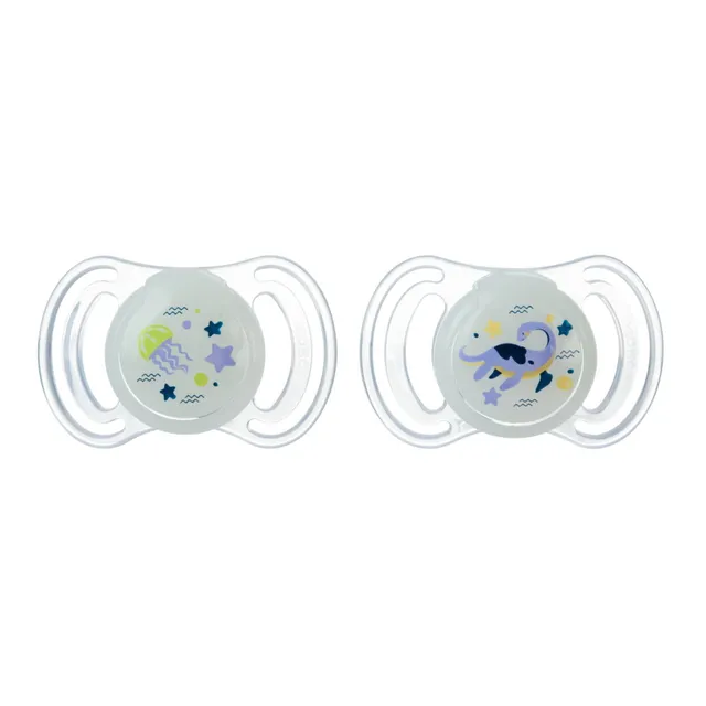 Neobaby anatomico medio succhietto 6m+ glow silicone 2 pz