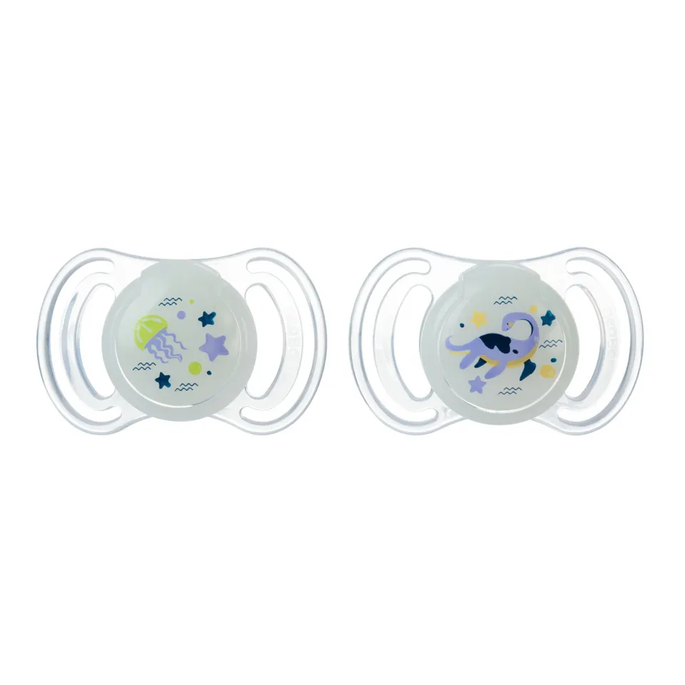Neobaby anatomico medio succhietto 6m+ glow silicone 2 pz