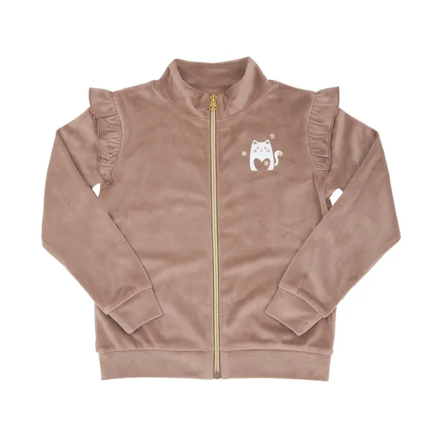 Toys Center Baby felpa ciniglia bimba beige con zip e rouches