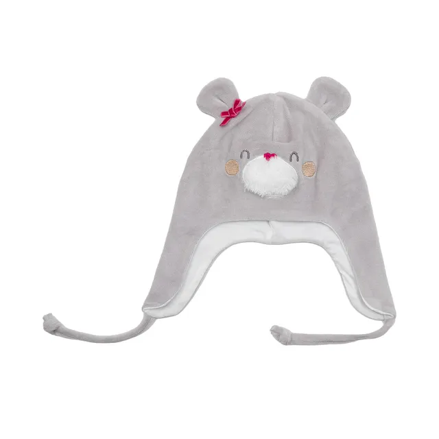 Cappello bimba peruviano orsetto in ciniglia grigio