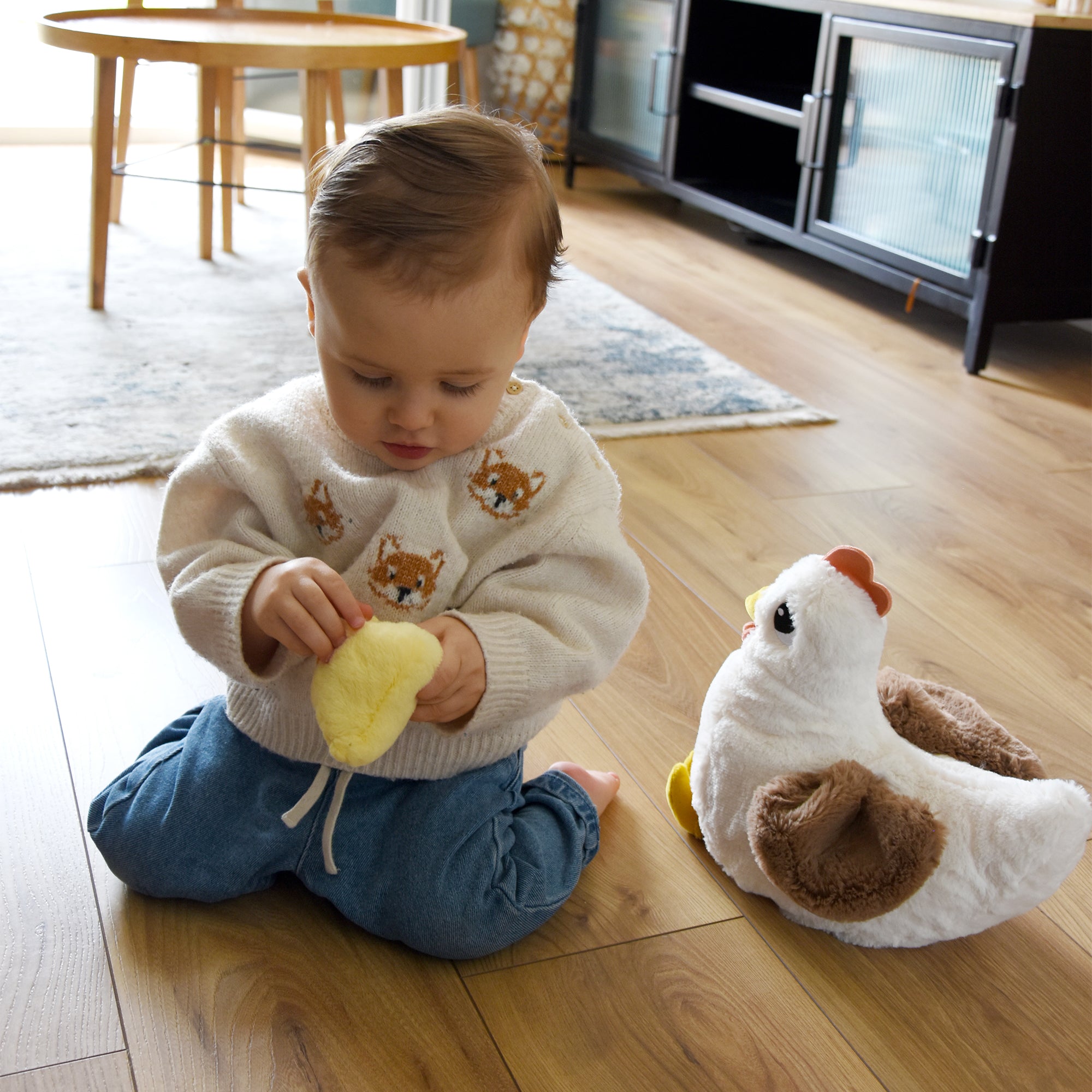 Les Deglingos Pioupiou peluche gallina bianca mamma e bebè