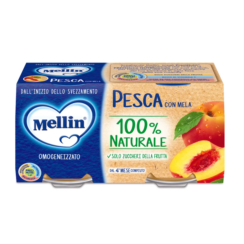 Mellin Omogeneizzato Pesca Mela 2x100g 4 mesi