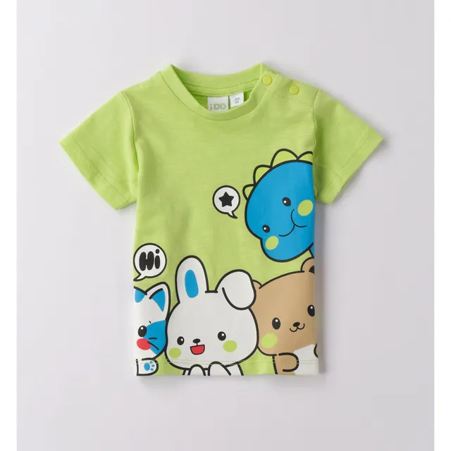 iDO t-shirt bimbo cotone fluo animaletti
