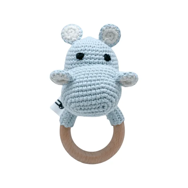 Piccoli Toys Ettore Sonaglio Uncinetto Ippopotamo in Cotone