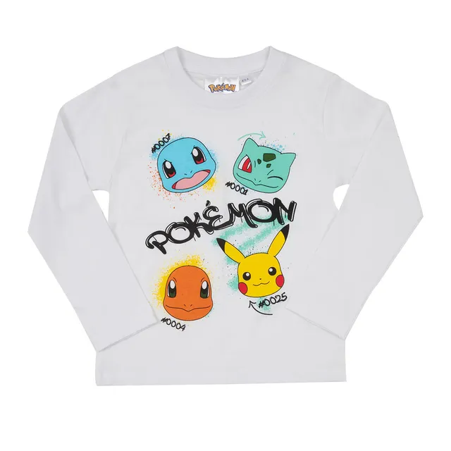 Pokémon Maglietta Bimbo Bianca Manica Lunga