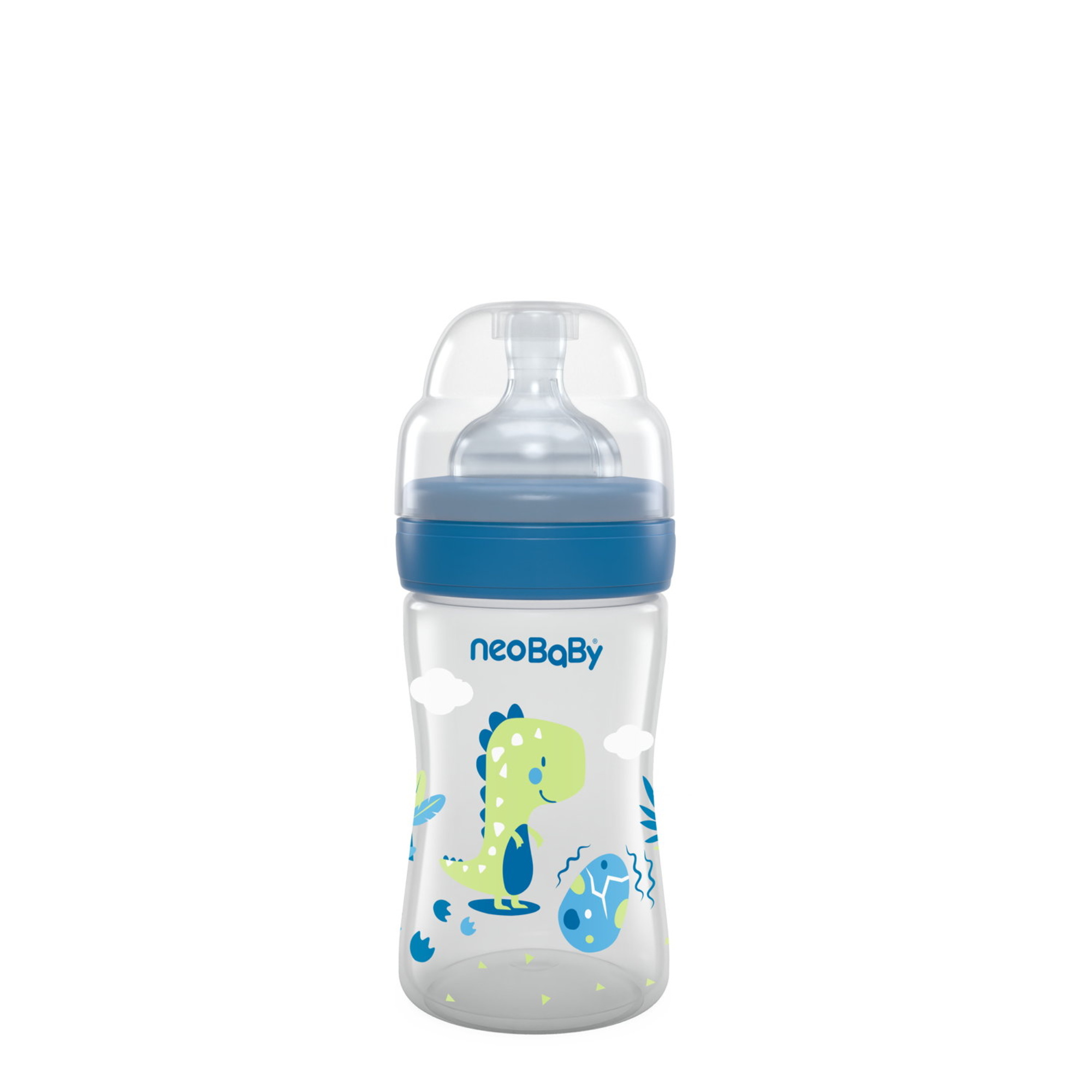 Neobaby biberon collo largo 150 ml silicone blu 0m+