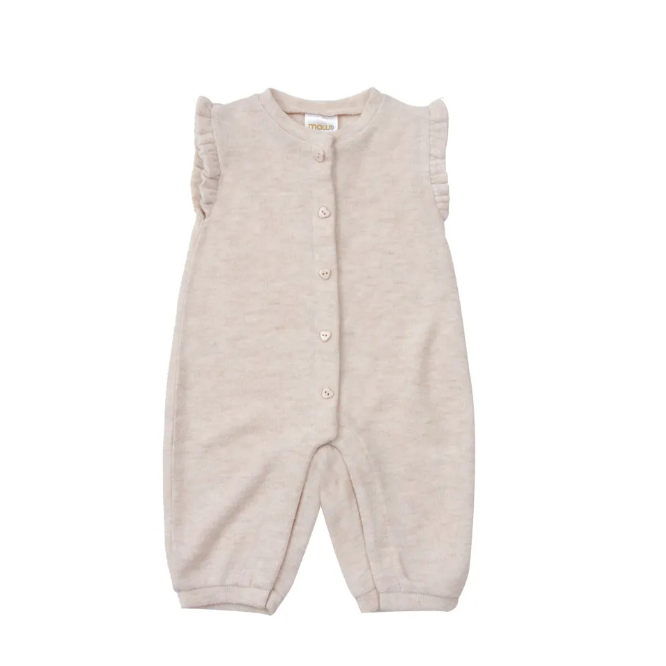 Mawi Salopette Neonata Maglia Beige Maniche Corte